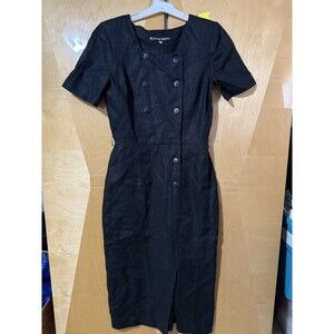 Vintage Bonnie Marx Womens Dress 8 Black 80s Short Sleeve